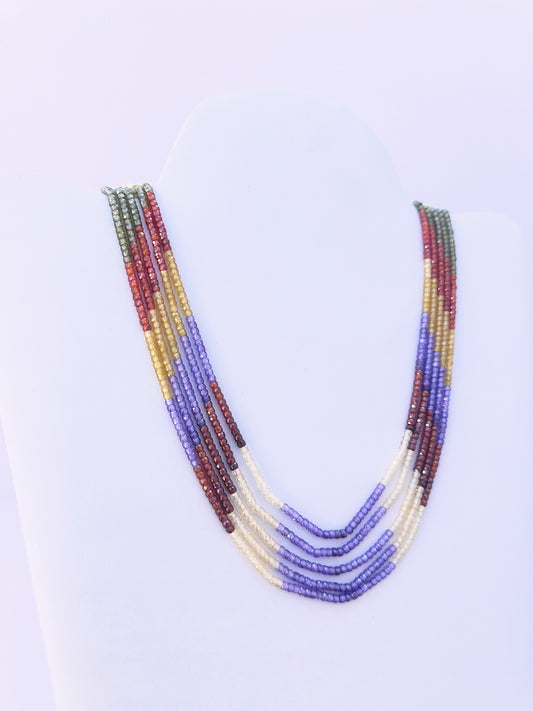 5 Strand Cubic Zirconia Necklace | Faceted Rondelle | 3.1mm Bead Size | 31-37cm Length | 328 Carats