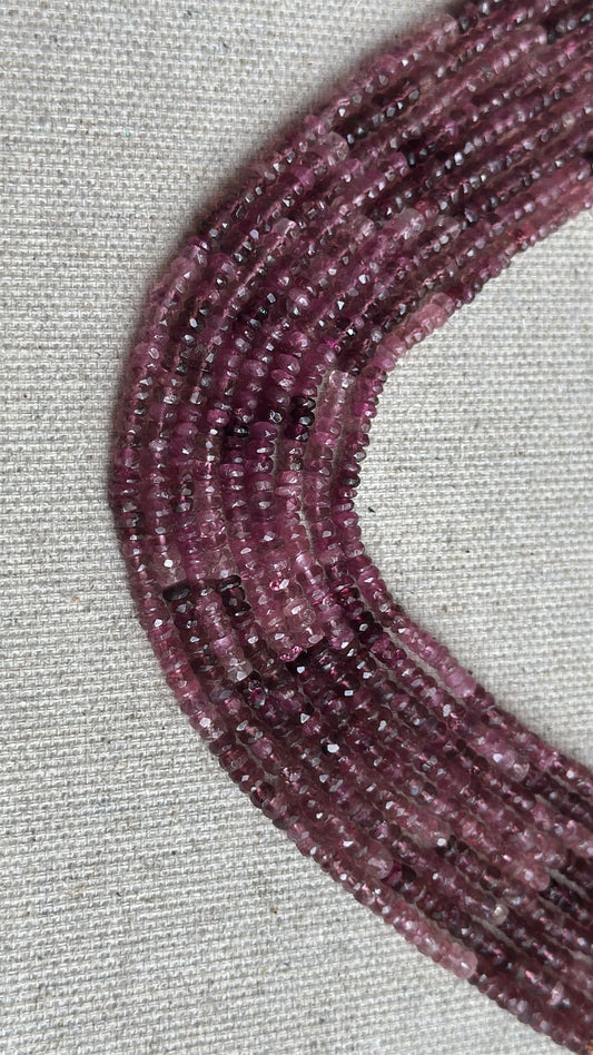 Pink Tourmaline | Faceted Rondelle | 3.5mm or 4mm Bead Size | 34cm Strand Length