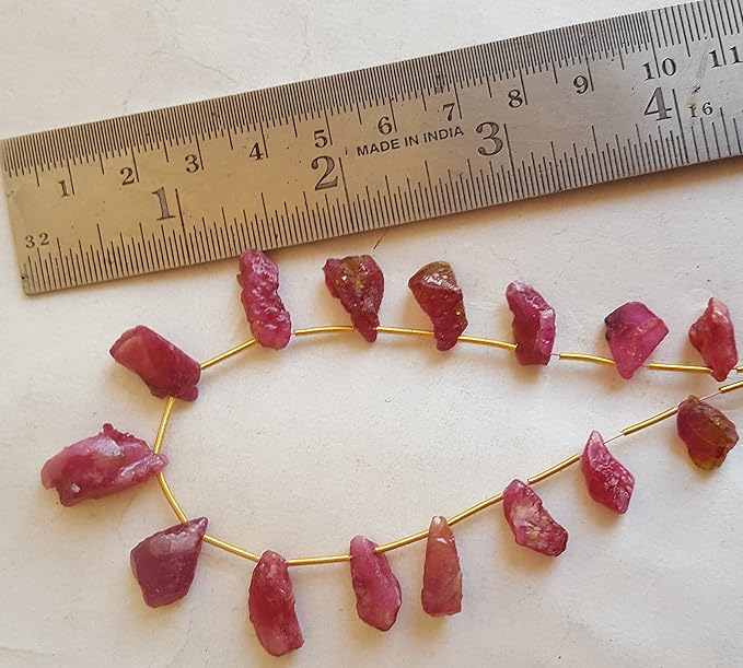 Ruby | Rough Side Drill | 12x6mm to 19x9mm Bead Size | 15 Pieces | 75 carats
