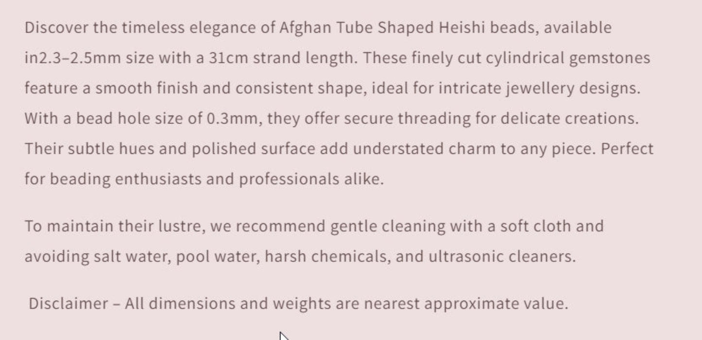 Text describing the product details of the gemstone beads , as seen on the Australian owned Melbourne Gemstone Beads shop.