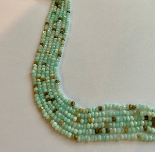 Stunning 3-3.5mm smooth aqua opal gemstone beads, reflecting the unique charm of opals.