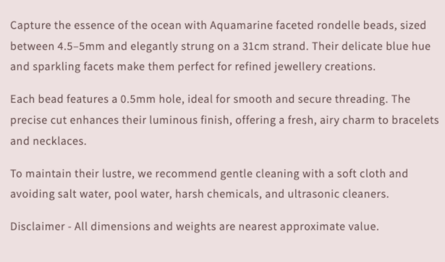 Text describing the product details of the gemstone beads , as seen on the Australian owned Melbourne Gemstone Beads shop.