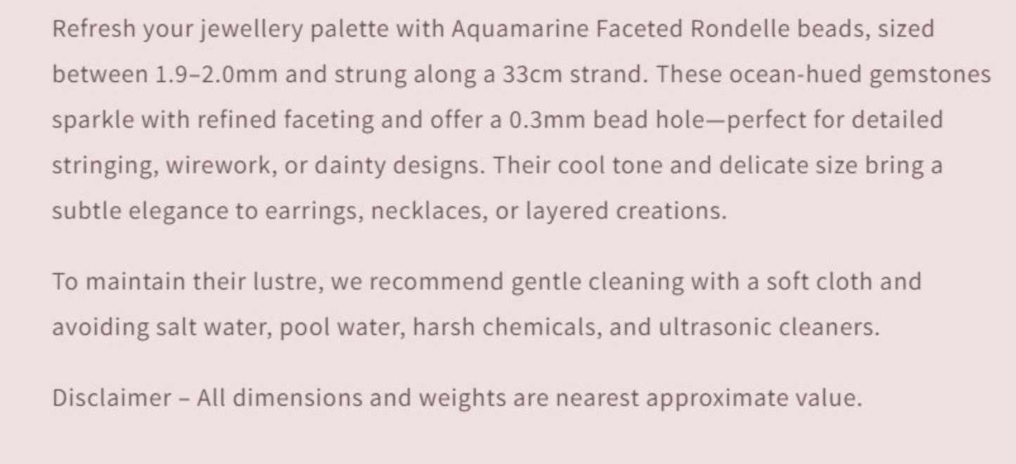 Text describing the product details of the gemstone beads , as seen on the Australian owned Melbourne Gemstone Beads shop.