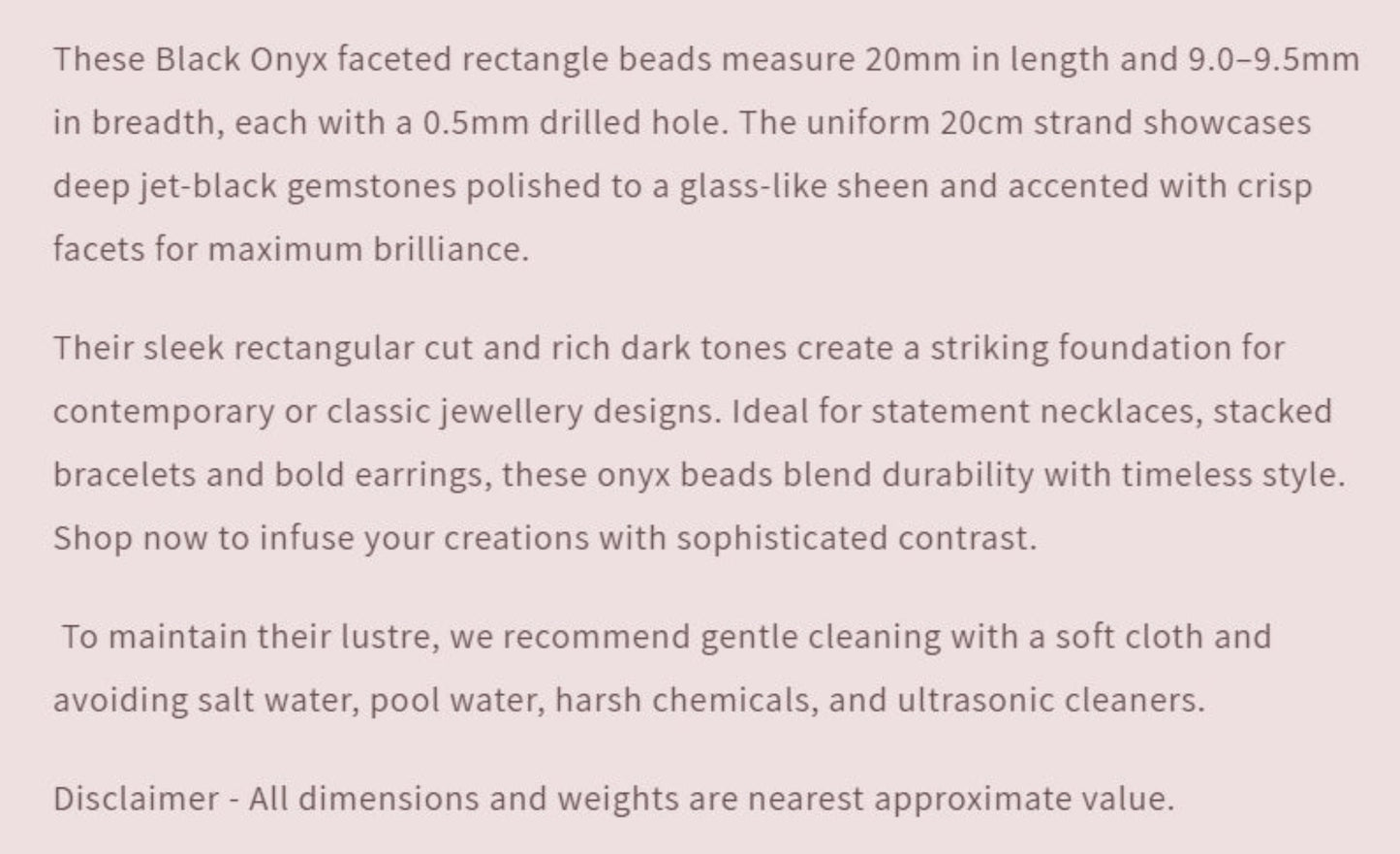 Text describing the product details of the gemstone beads , as seen on the Australian owned Melbourne Gemstone Beads shop.