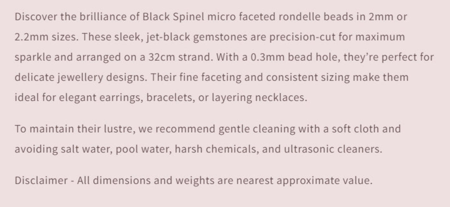 Text describing the product details of the gemstone beads , as seen on the Australian owned Melbourne Gemstone Beads shop.