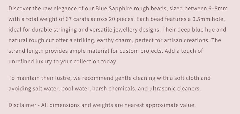 Blue Sapphire | Rough | 6-8mm Bead Size | 20 Pieces | 67 Carats