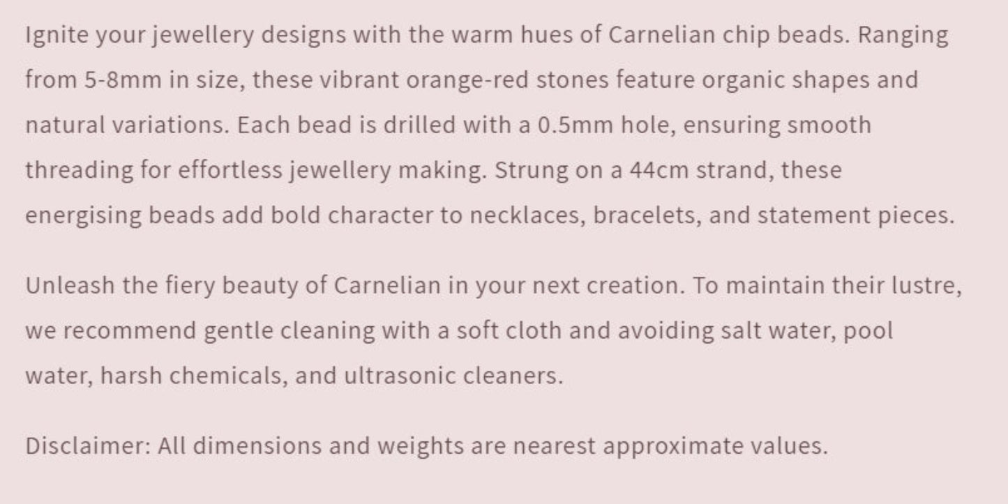 Text describing the product details of the gemstone beads , as seen on the Australian owned Melbourne Gemstone Beads shop.