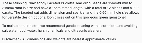 Text describing the product details of the Chalcedony Faceted gemstone beads , as seen on the Australian owned Melbourne Gemstone Beads shop.