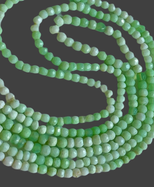 A vibrant strand of green chrysoprase rondelle beads, 4.0-4.5mm, beautifully threaded.