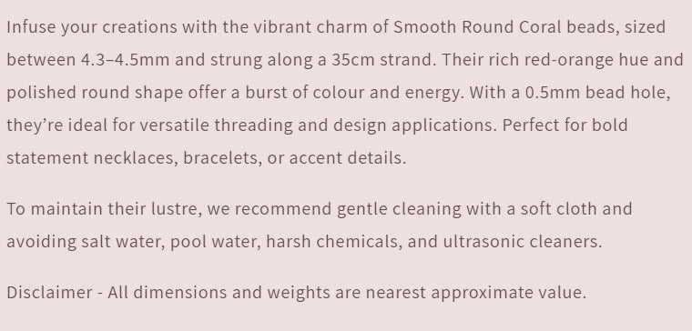Text describing the product details of the gemstone beads , as seen on the Australian owned Melbourne Gemstone Beads shop