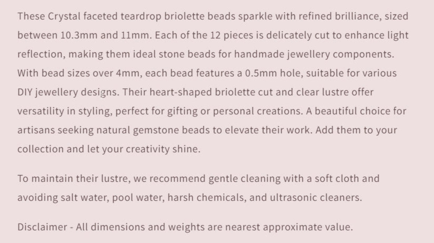 Text describing the product details of the gemstone beads , as seen on the Australian owned and trusted bead supplier, Melbourne Gemstone Beads.