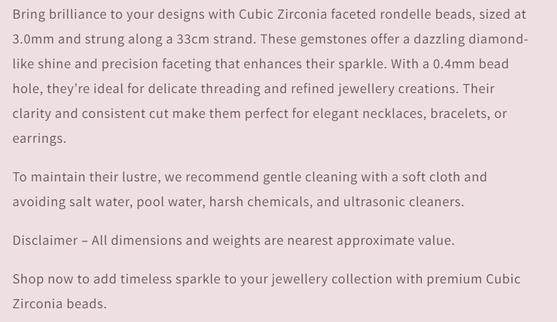 Text describing the product details of the gemstone beads , as seen on the Australian owned Melbourne Gemstone Beads shop.