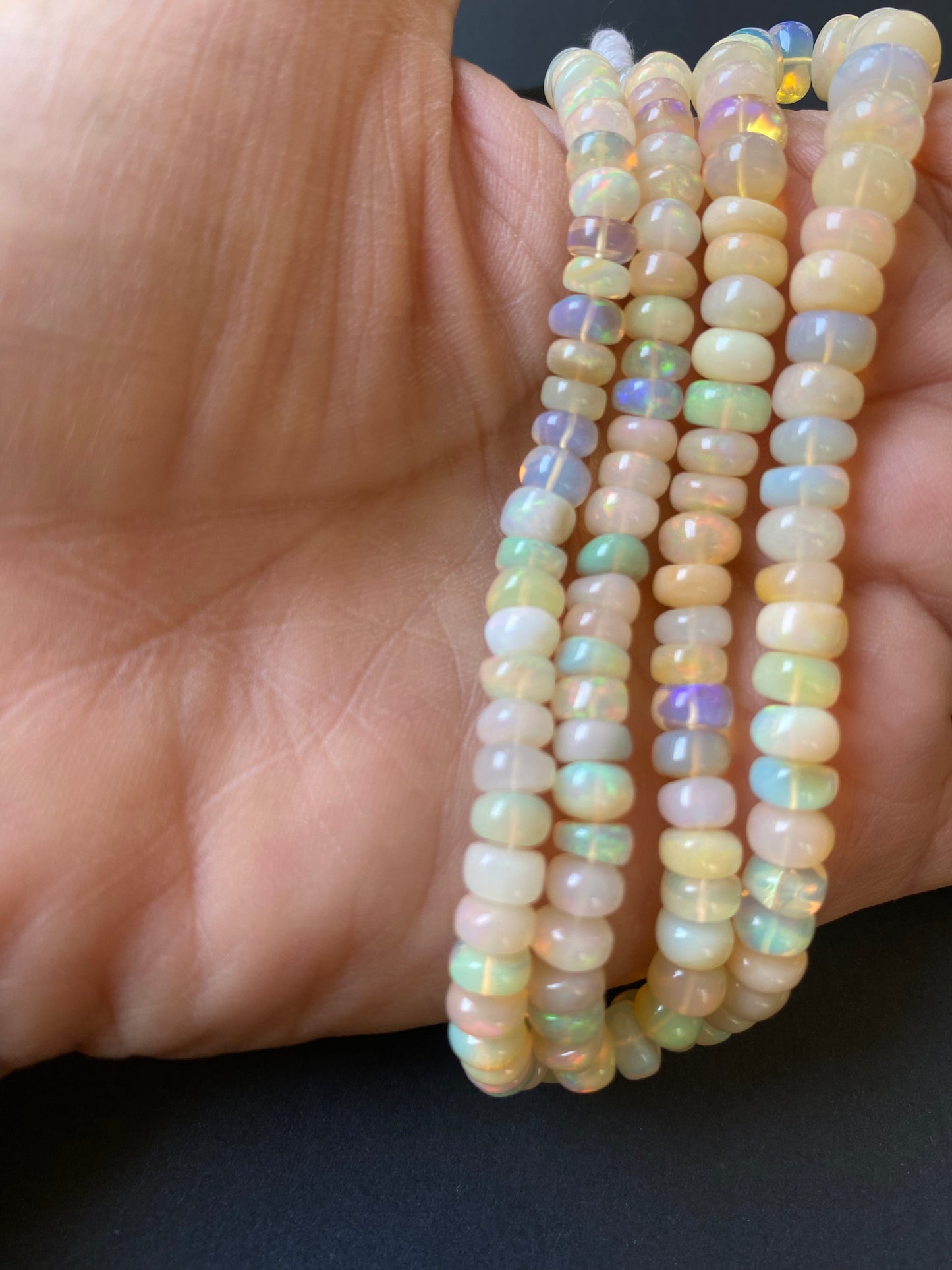 Ethiopian Opal | Smooth Wheel | 5.5-7.5mm Bead Size | 42cm Strand Length | 85 Carats