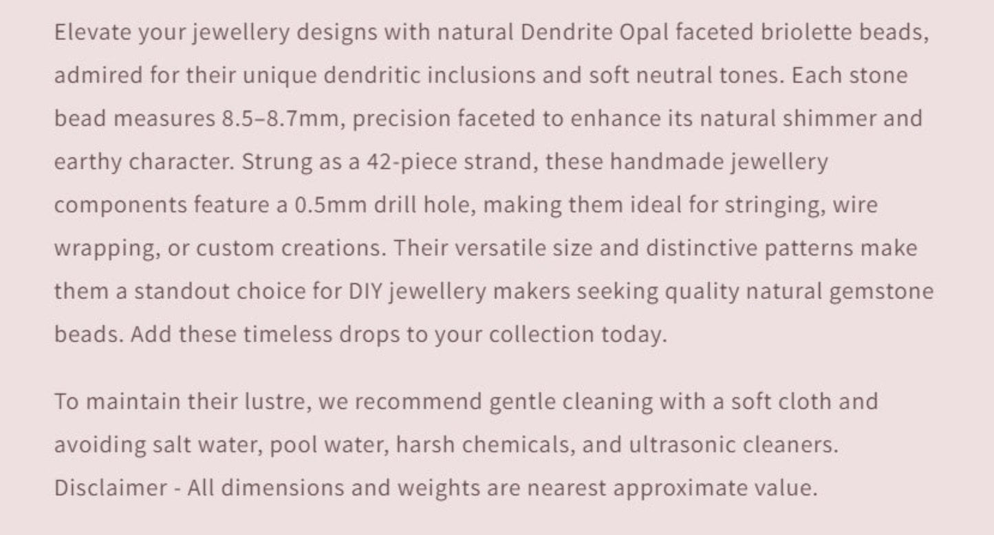 Text describing the product details of the gemstone beads , as seen on the Australian owned and trusted bead supplier, Melbourne Gemstone Beads.
