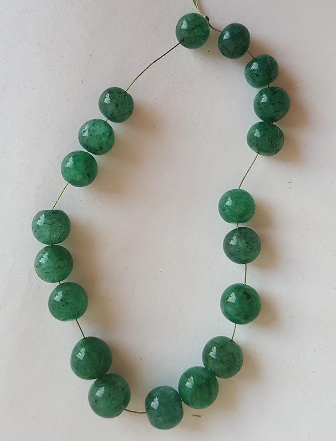Elegant strand adorned with 7mm to 8mm green Emerald smooth round ball shaped beads, perfect for adding a pop of colour.