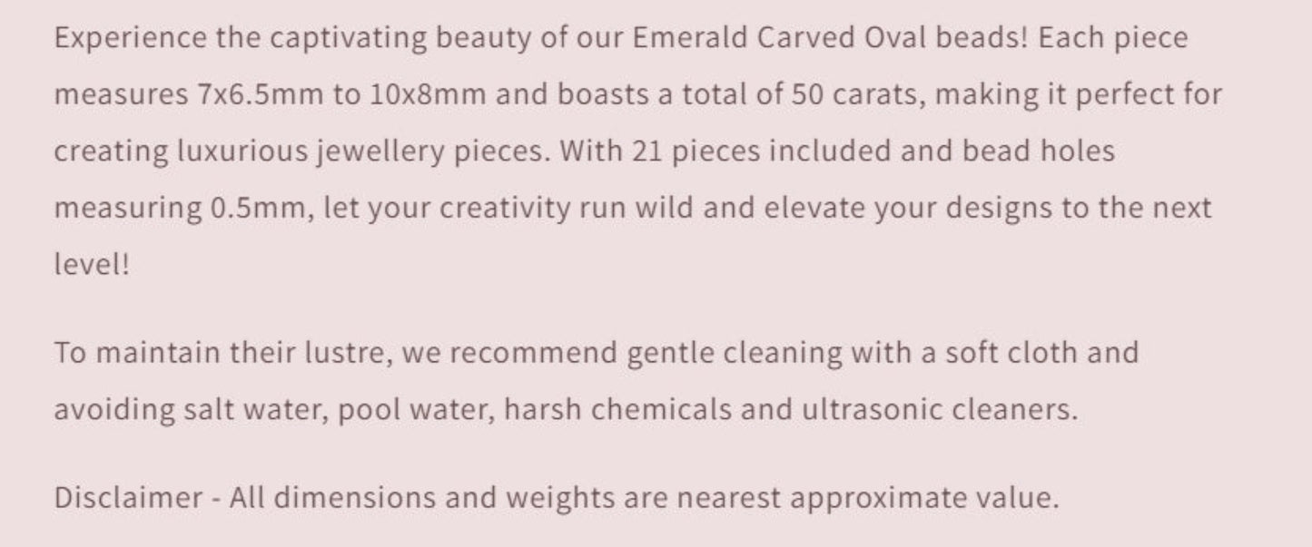 Text describing the product details of the gemstone beads , as seen on the Australian owned Melbourne Gemstone Beads shop.