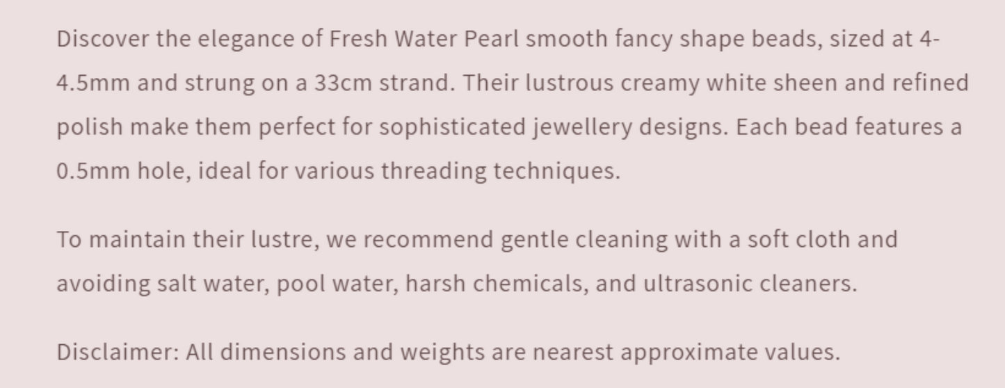 Text describing the product details of the gemstone beads , as seen on the Australian owned Melbourne Gemstone Beads shop.