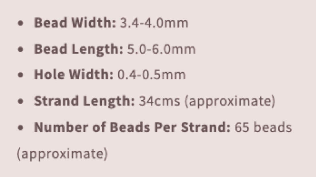 Text describing the product details of the 3.4-4.0mm freshwater rice pearl , as seen on the Melbourne Gemstone Beads shop.