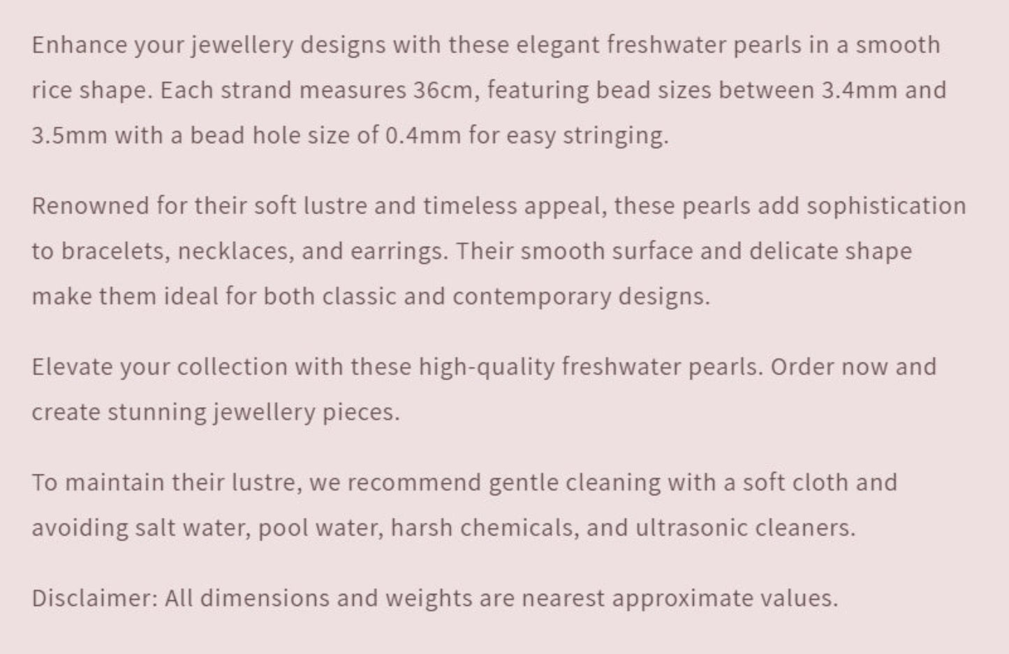 Text describing the product details of the gemstone beads , as seen on the Australian owned Melbourne Gemstone Beads shop.