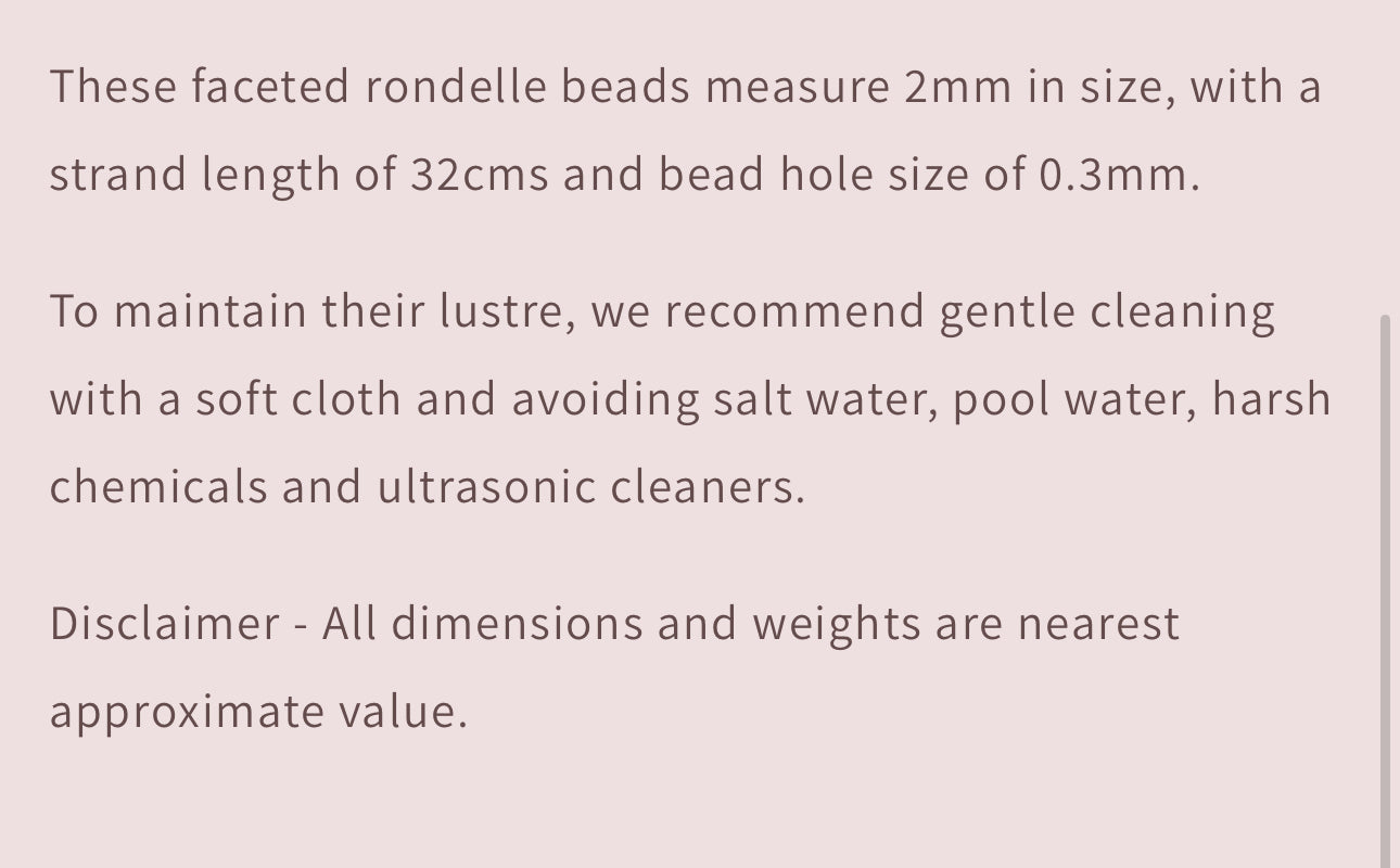Strawberry Quartz | Faceted Rondelle | 2mm Bead Size | 32cm Strand Length | 12 Carats