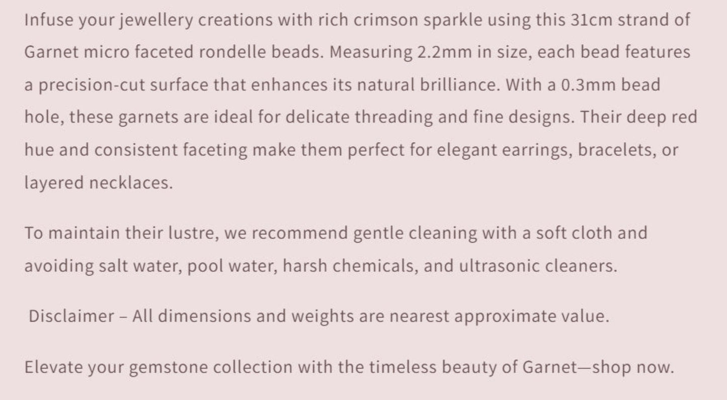 Text describing the product details of the gemstone beads , as seen on the Australian owned Melbourne Gemstone Beads shop.
