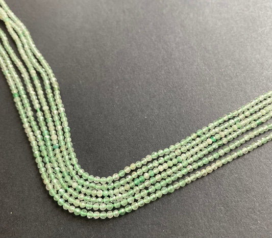 Beautiful green amethyst stones, faceted rondelle shaped, measuring around 2.2mm.