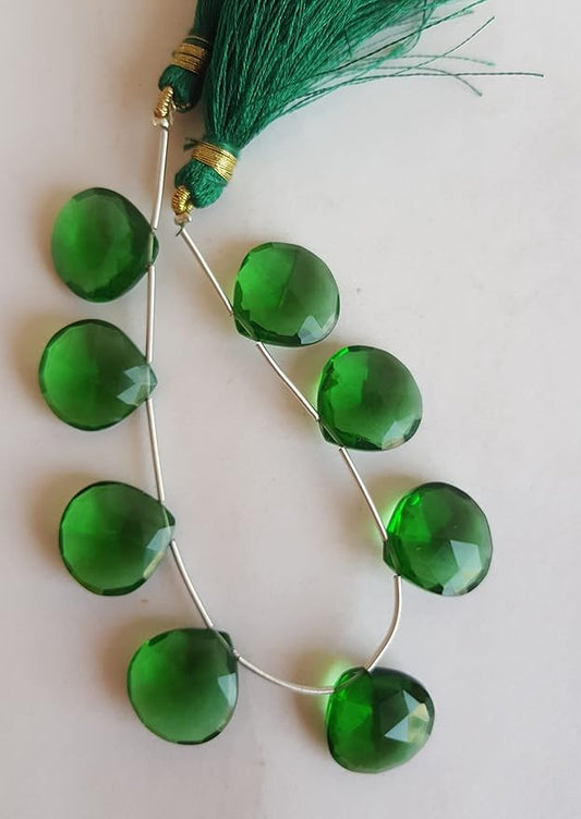 A beautiful strand of natural green hydro beads, featuring green faceted heart, perfect for jewellery making.