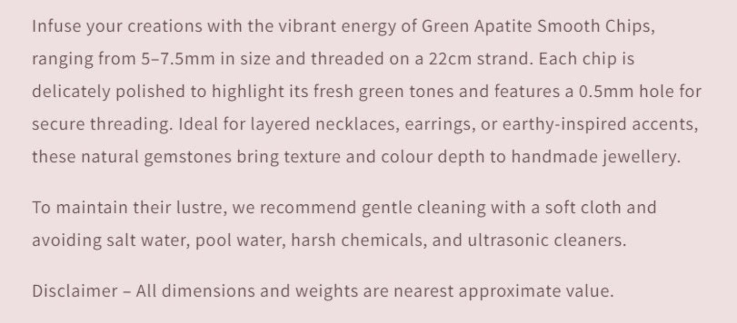 Text describing the product details of the gemstone beads , as seen on the Australian owned Melbourne Gemstone Beads shop.