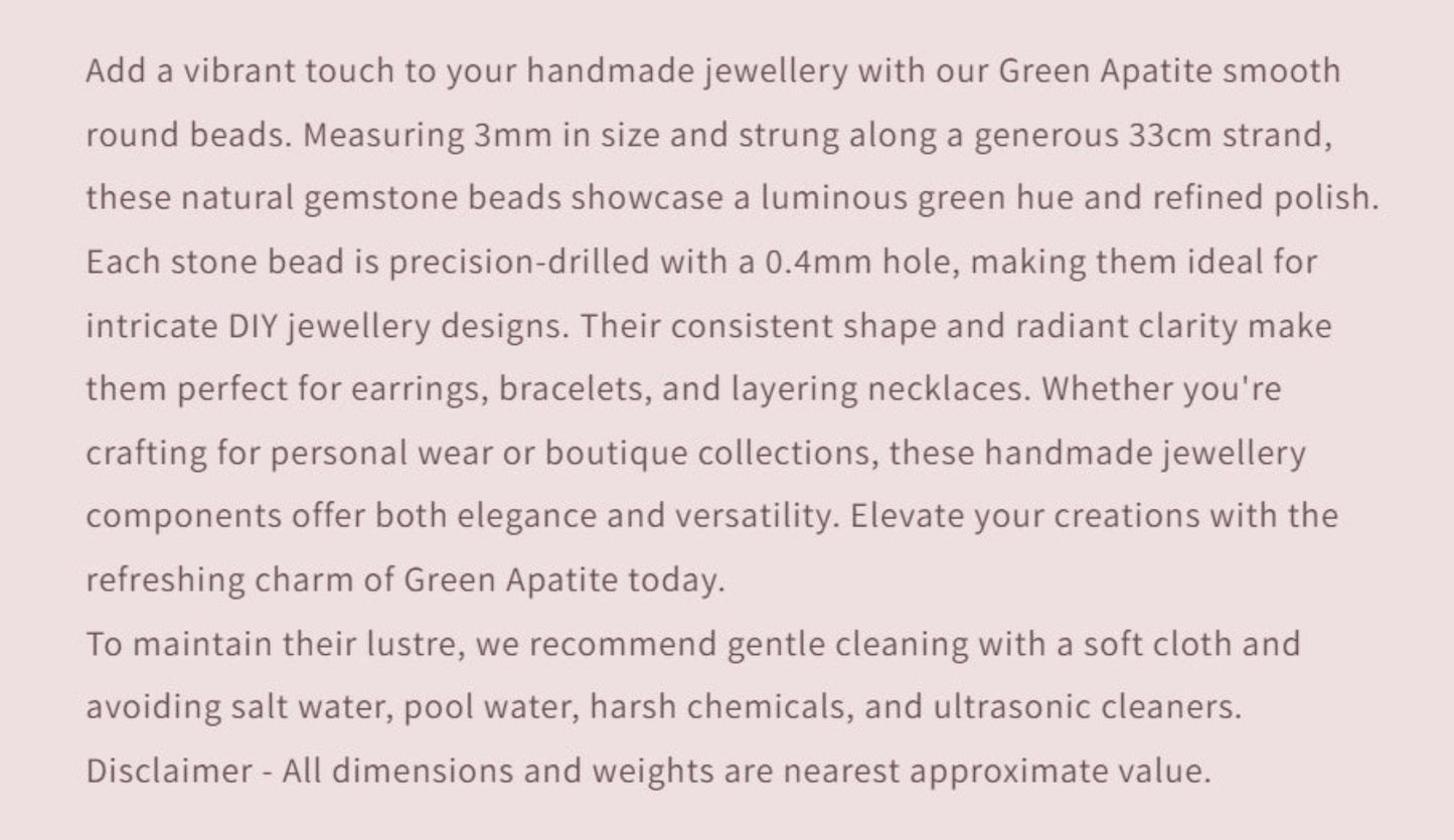 Text describing the product details of the gemstone beads , as seen on the Australian owned and trusted bead supplier, Melbourne Gemstone Beads.