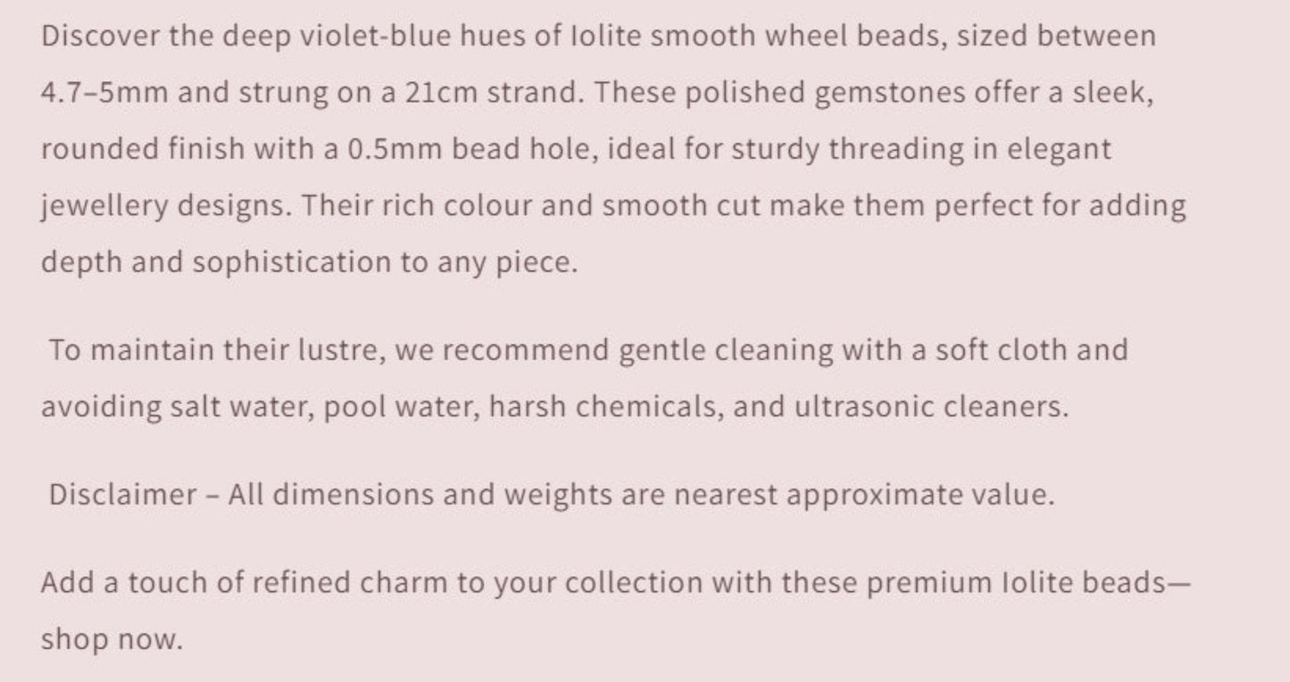 Text describing the product details of the gemstone beads , as seen on the Australian owned Melbourne Gemstone Beads shop
