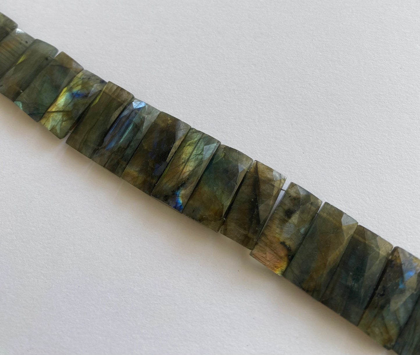 Faceted Labradorite gemstones in rectangular cut, ideal for statement jewellery designs.