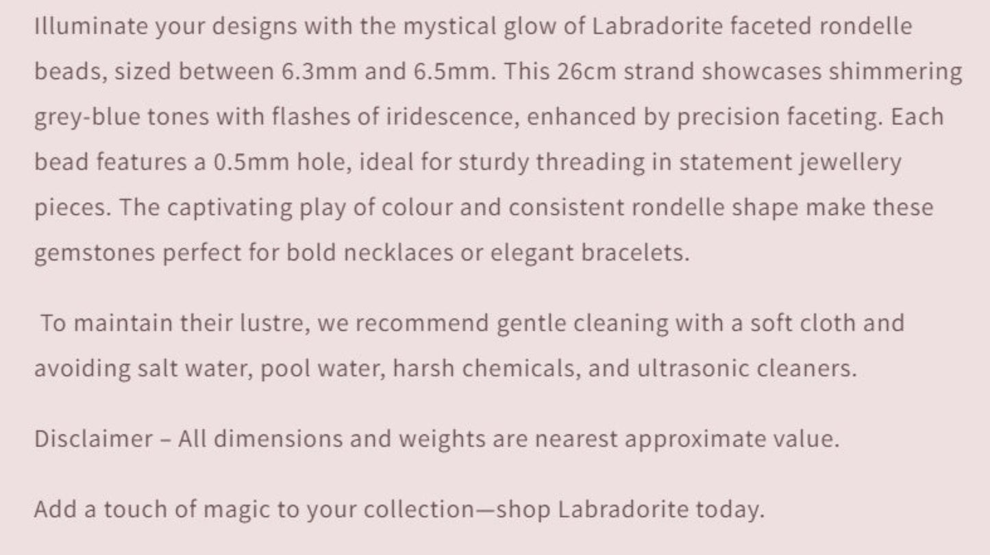 Text describing the product details of the gemstone beads , as seen on the Australian owned Melbourne Gemstone Beads shop.