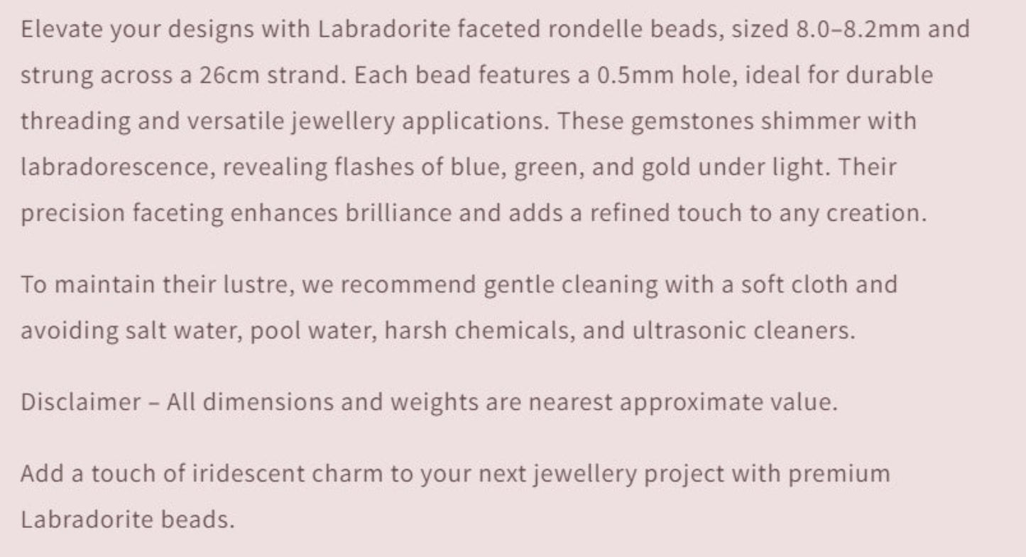 Text describing the product details of the gemstone beads , as seen on the Australian owned Melbourne Gemstone Beads shop.