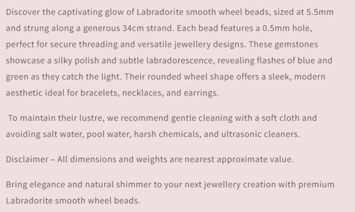 Text describing the product details of the gemstone beads , as seen on the Australian owned Melbourne Gemstone Beads shop.