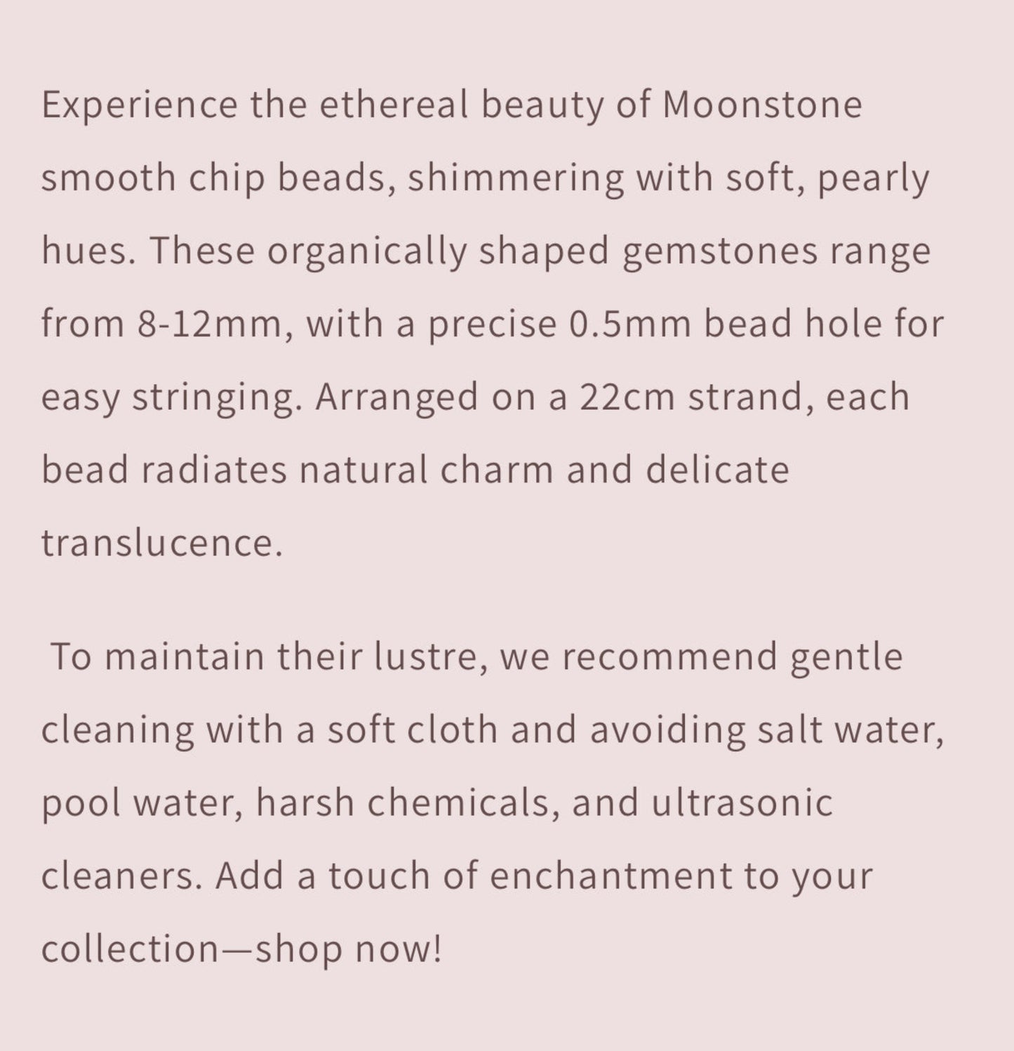 Text describing the product details of the gemstone beads , as seen on the Australian owned Melbourne Gemstone Beads shop.