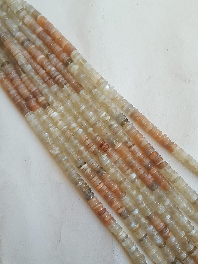 Vibrant gemstone bead strands, adorned with moonstone smooth wheel natural gemstones.