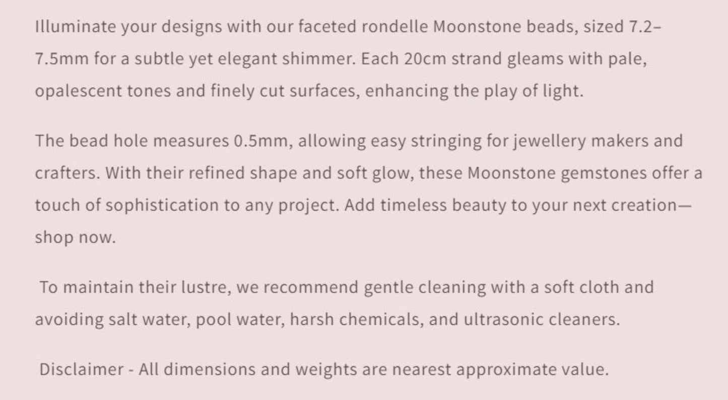 Text describing the product details of the gemstone beads , as seen on the Australian owned Melbourne Gemstone Beads shop.