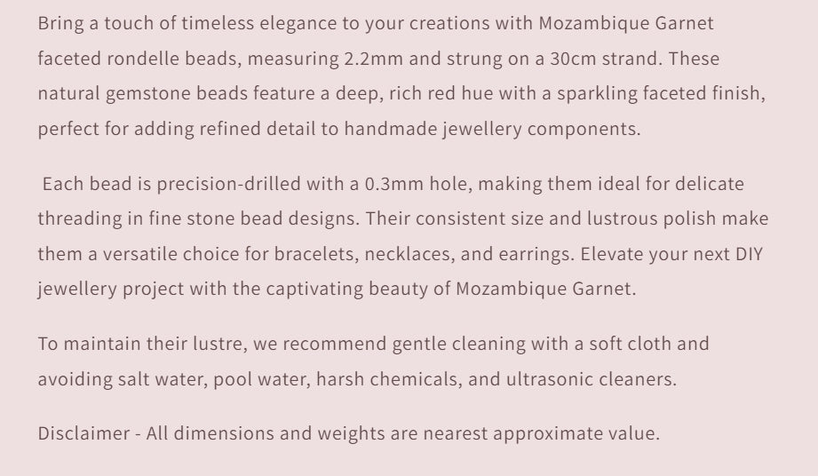 Text describing the product details of the gemstone beads , as seen on the Australian owned and trusted bead supplier, Melbourne Gemstone Beads.
