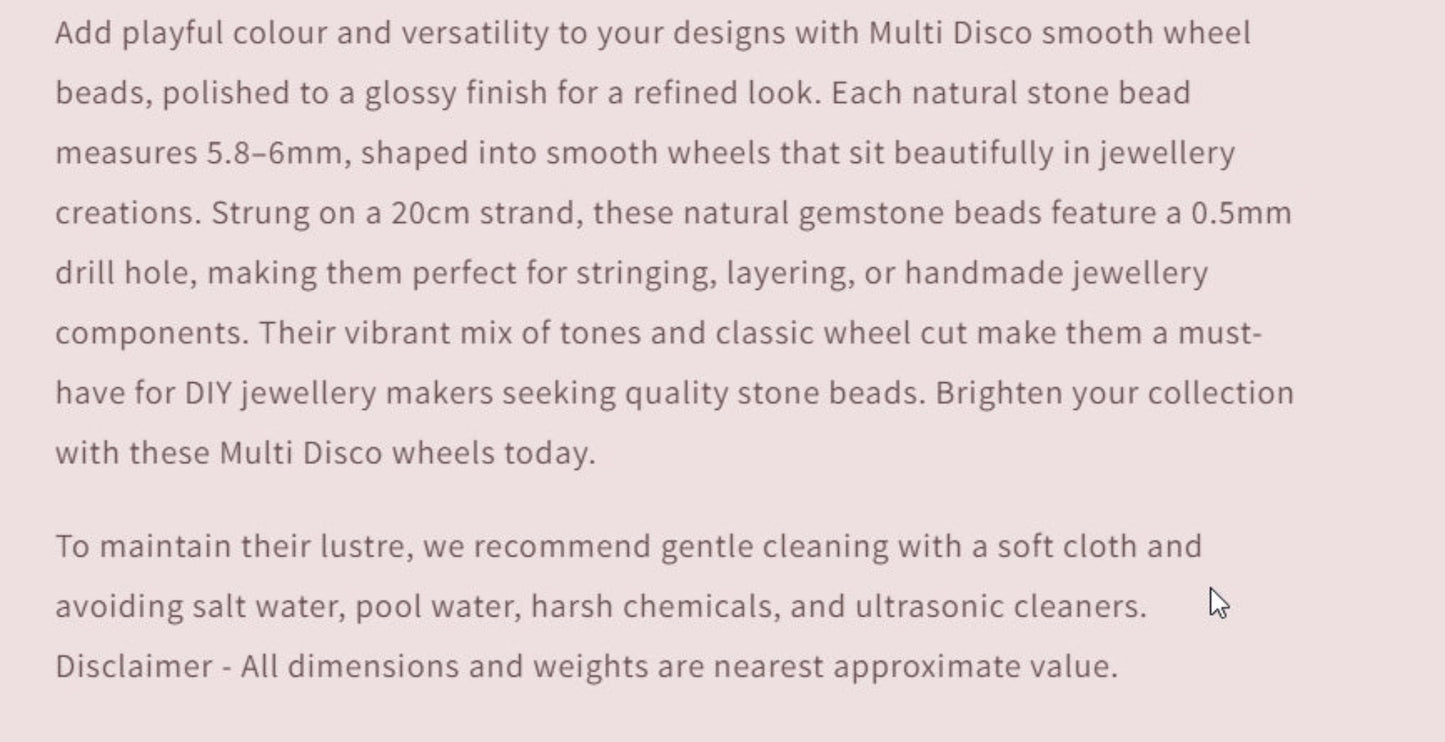 Text describing the product details of the gemstone beads , as seen on the Australian owned and trusted bead supplier, Melbourne Gemstone Beads.