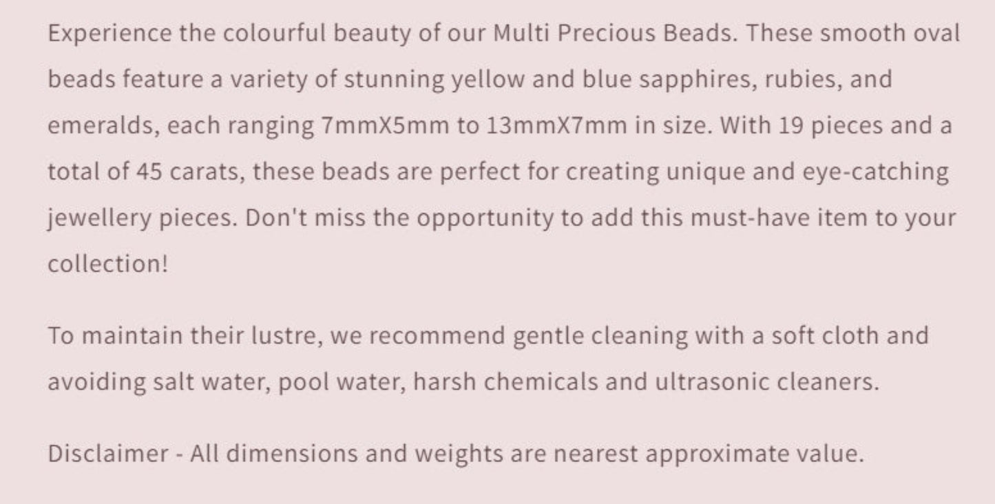 Text describing the product details of the gemstone beads , as seen on the Australian owned Melbourne Gemstone Beads shop.