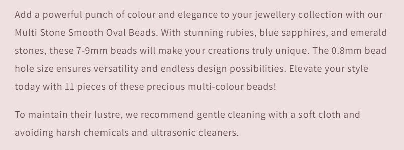 Text describing the product details of the gemstone beads , as seen on the Australian owned Melbourne Gemstone Beads shop.