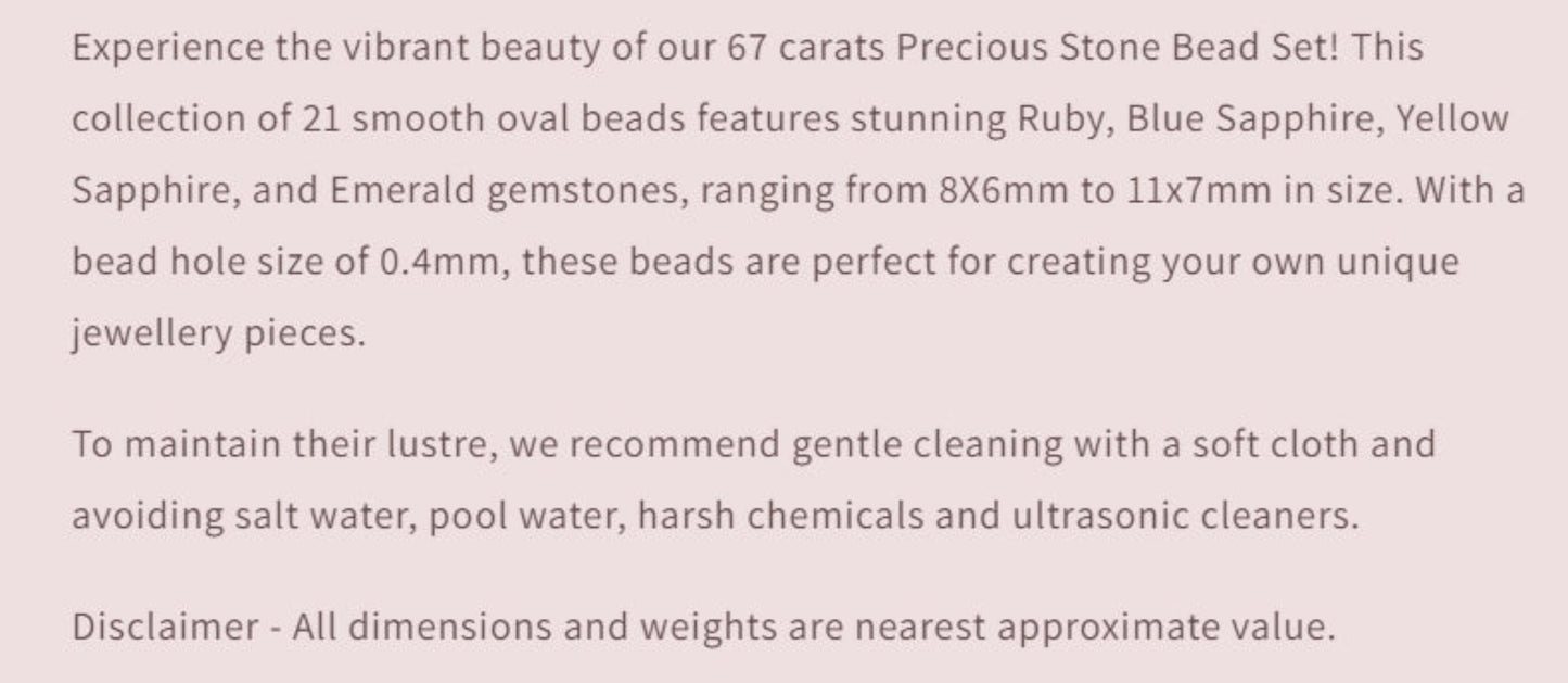 Text describing the product details of the gemstone beads , as seen on the Australian owned Melbourne Gemstone Beads shop.