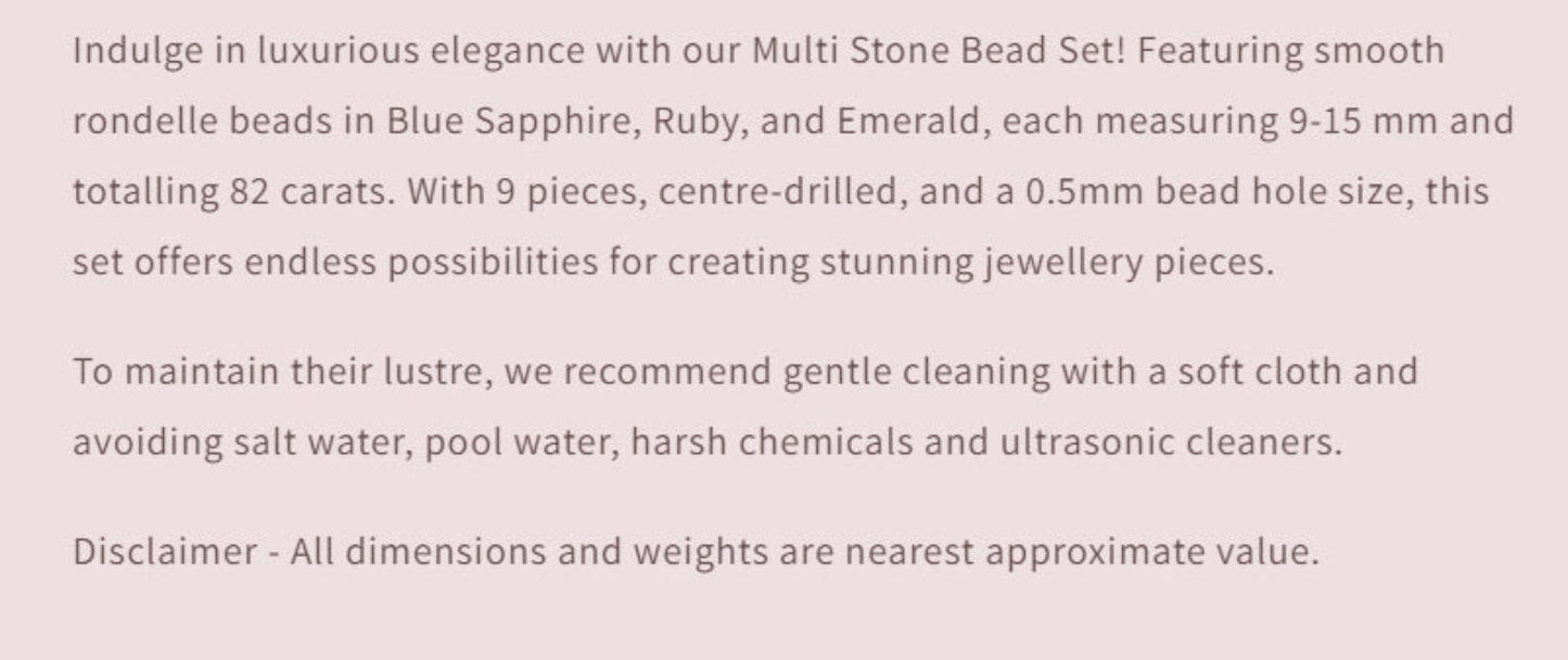 Text describing the product details of the gemstone beads , as seen on the Australian owned Melbourne Gemstone Beads shop.