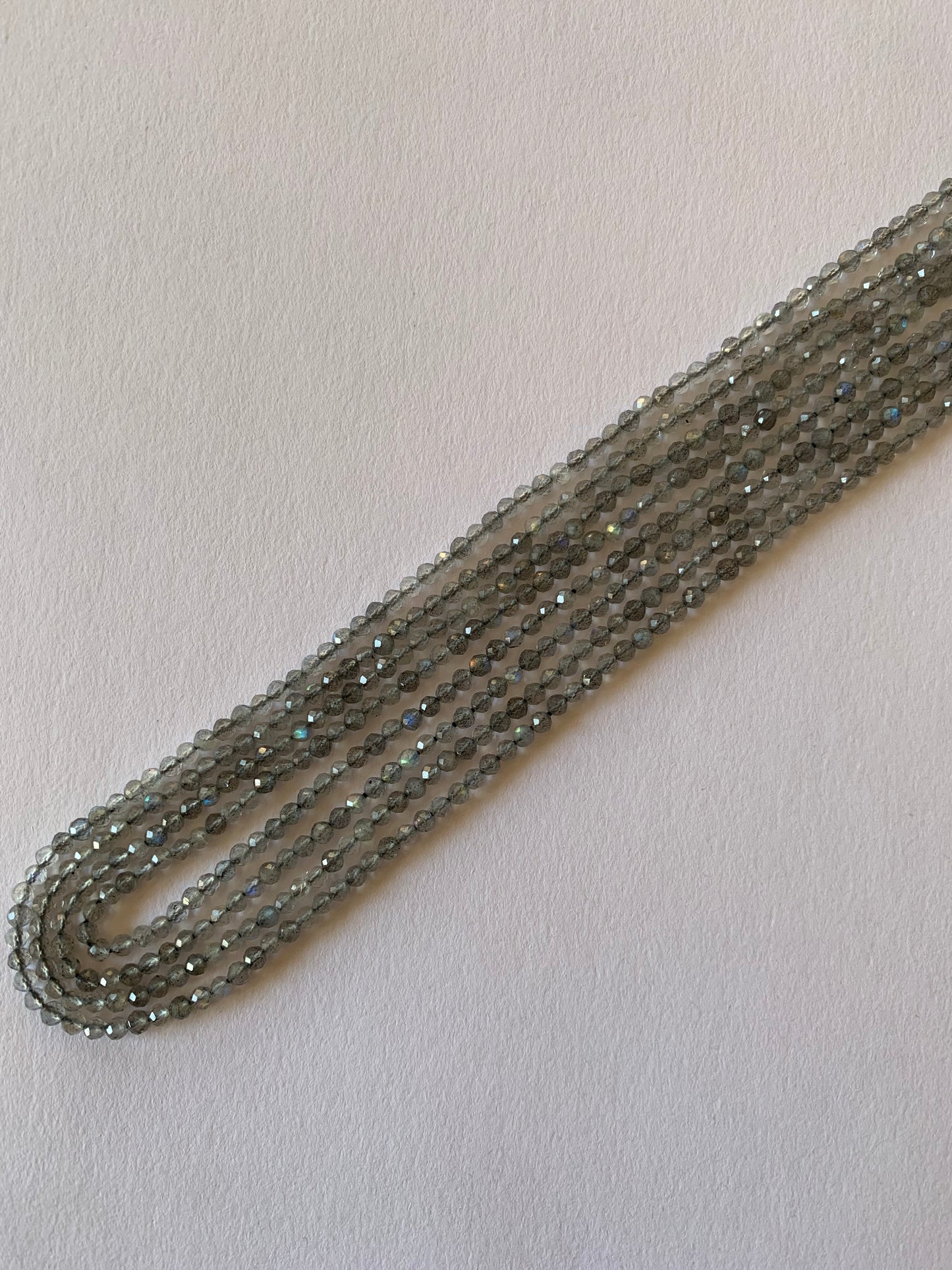 Labradorite Faceted Rondelle beads, 2.5-2.7mm size, on a strand, ideal for jewellery making.