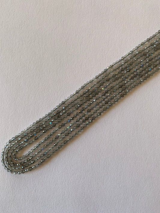 Labradorite Faceted Rondelle beads, 2.5-2.7mm size, on a strand, ideal for jewellery making.
