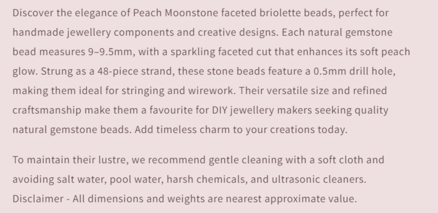 Text describing the product details of the gemstone beads , as seen on the Australian owned and trusted bead supplier, Melbourne Gemstone Beads.