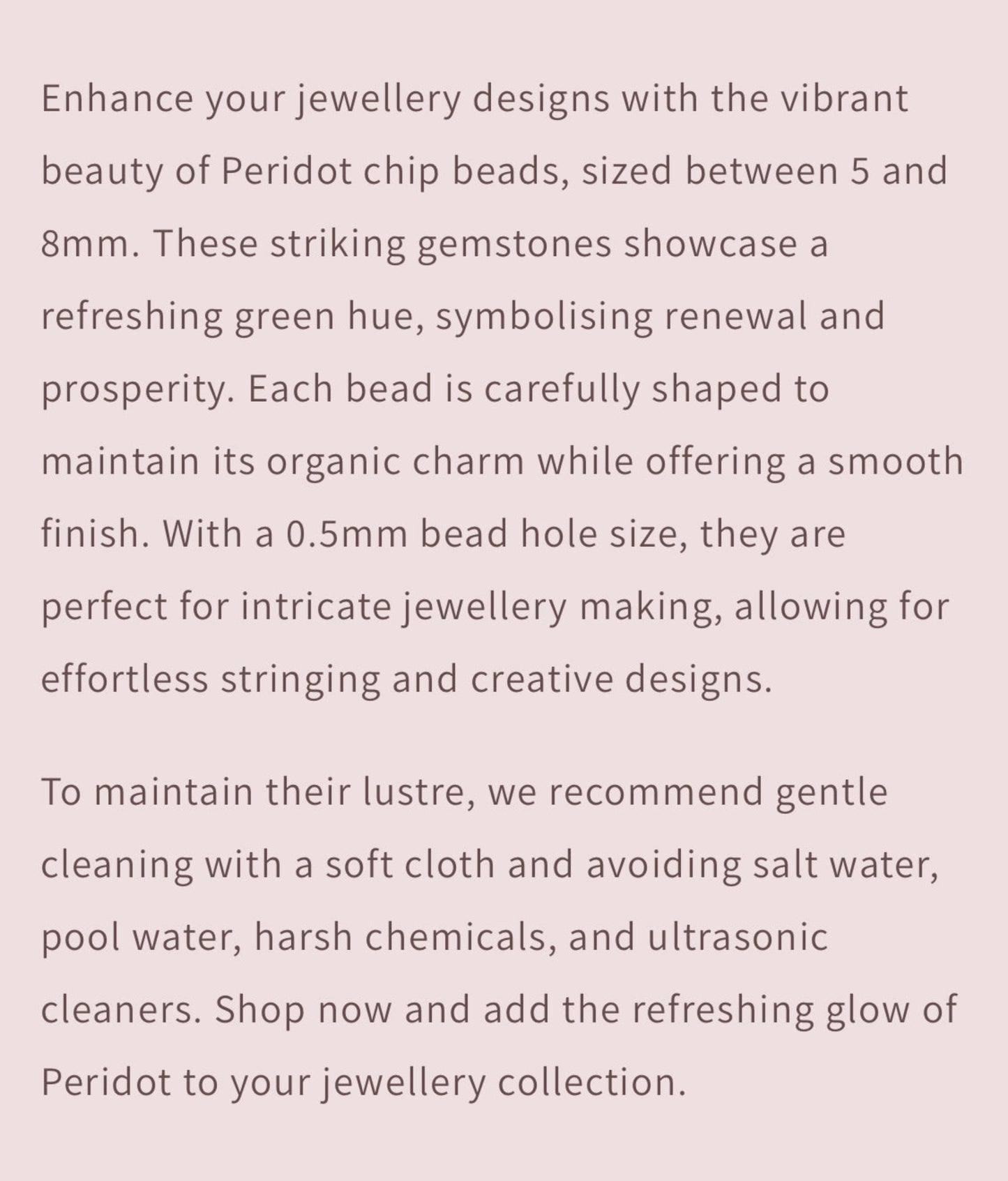 Text describing the product details of the gemstone beads , as seen on the Australian owned Melbourne Gemstone Beads shop.