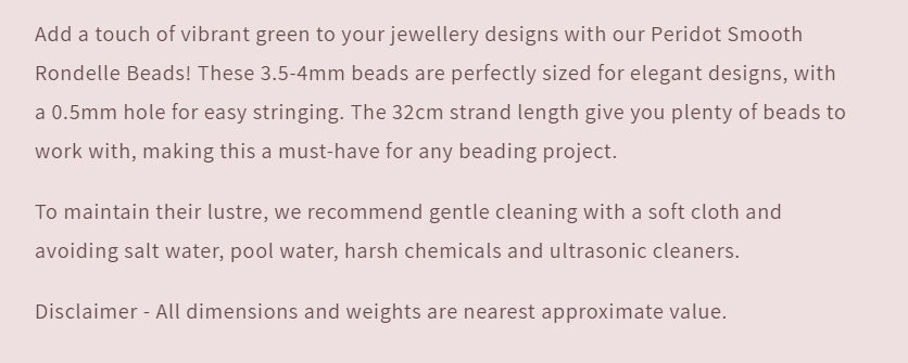 Peridot | Smooth Rondelle Beads | 3.5-4.0mm Bead Size | 32cm Strand Length