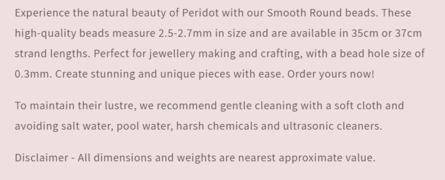 Text describing the product details of the gemstone beads , as seen on the Australian owned Melbourne Gemstone Beads shop