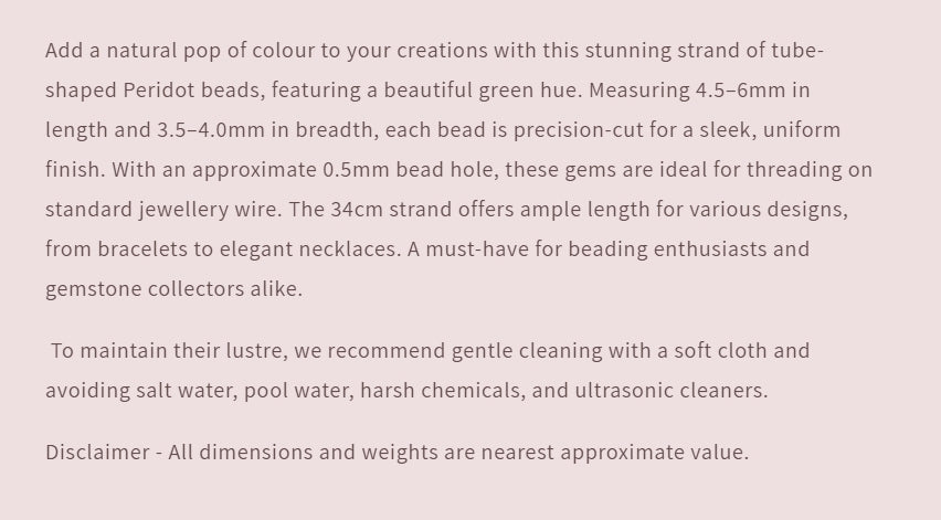 Text describing the product details of the gemstone beads , as seen on the Australian owned Melbourne Gemstone Beads shop.